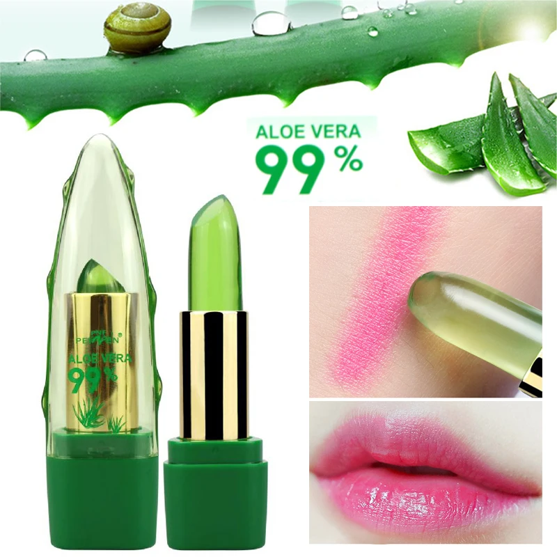 2018 New Batom 99% ALOE VERA Natural Temperature Change Color Jelly Lipstick Long Lasting Moistourizing Lip Makeup 15