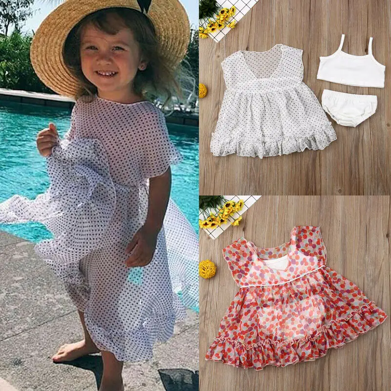 

Infant Kids Baby Girls Dots Bikini Swimwear Bathing Beach Chiffon Dress Outfits