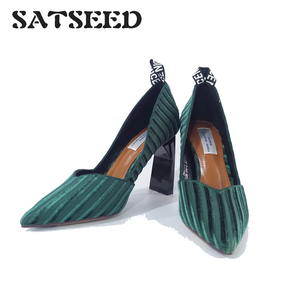 

Spring Pump Shoes 2019 Ladies Pumps High Heels Womens Pointed Toe Dress Blue Ankle for Women Rubber Sole Fashion New