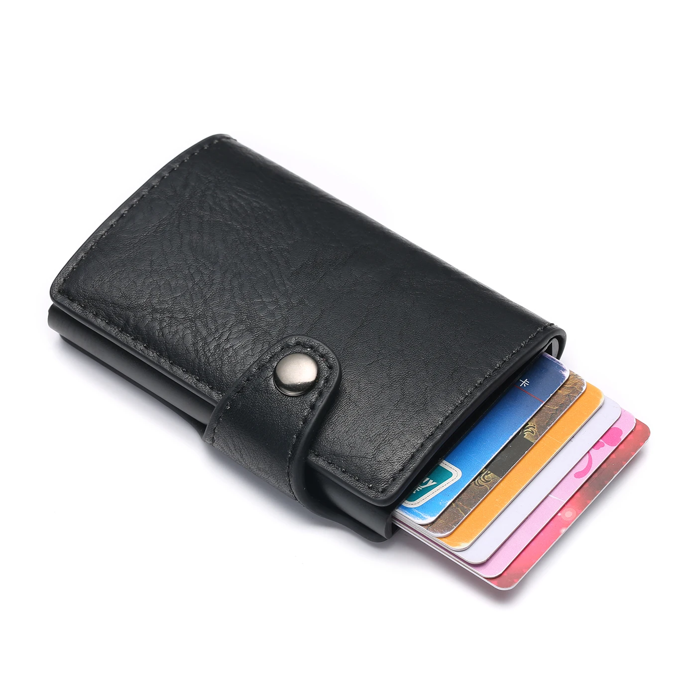 GODOMON, новинка, мужской Противоугонный металлический держатель для карт, модный RFID Алюминиевый держатель для кредитных карт, кожзам, кошелек для путешествий