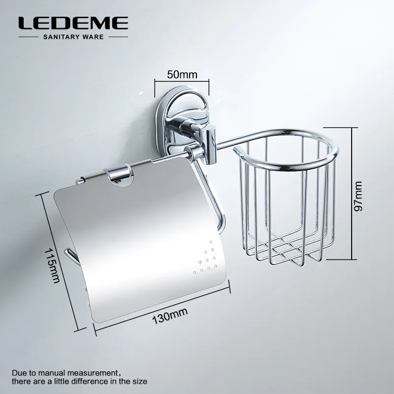 LEDEME Серебряный держатель для туалетной бумаги из нержавеющей стали для ванной комнаты, держатель для туалетной бумаги с полкой для ванной комнаты, аксессуары L1903-1