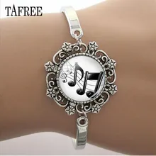 TAFREE DIY музыкальный символ кружевной браслет-Шарм 15 мм стеклянный кабошон музыкальный инструмент изображение цепочка с куполом браслеты T462