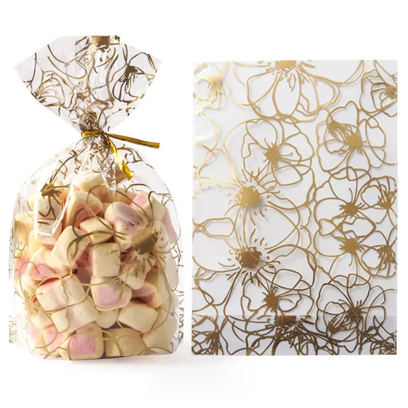 50 шт Плюм пластиковый пакет креативные печенья мешки для конфет, свадебный подарок на день рождения Пасха День Рождения Вечеринка закуска подарочная упаковка - Цвет: Flower