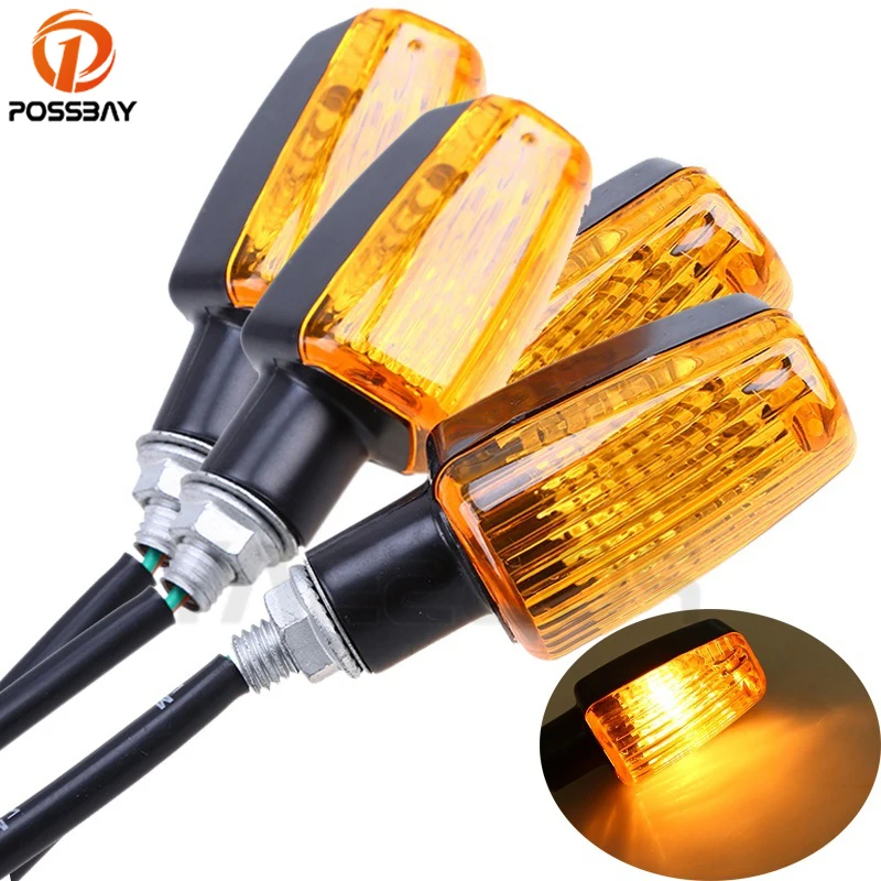 

POSSBAY 4Pcs Universal Motorcycle Turn Signal Lights Blinker Bulb Amber Flasher Light for Honda Kawasaki Suzuki Yamaha Lamp