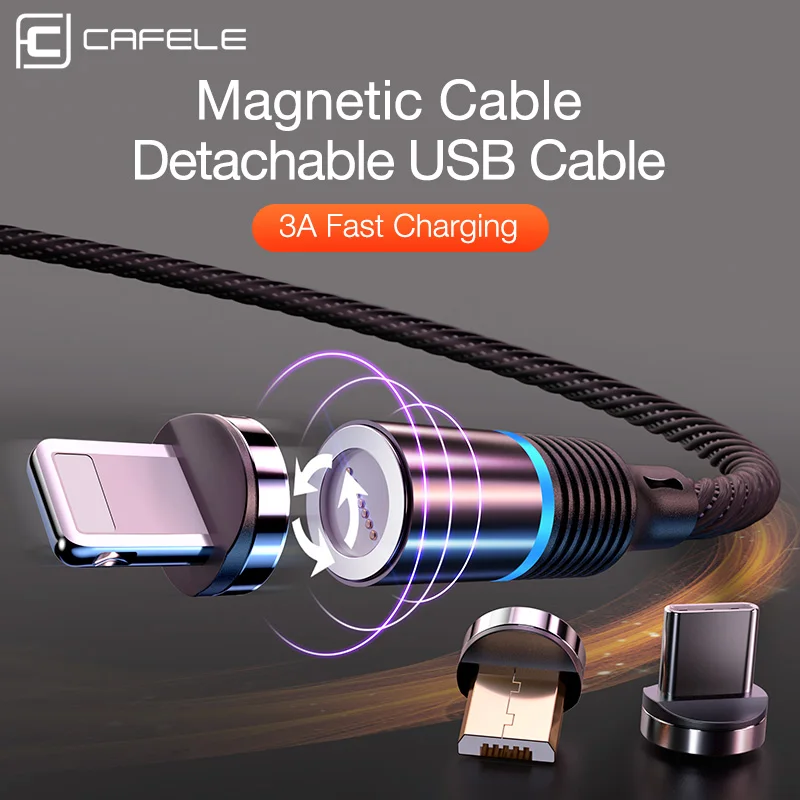 Магнитный usb-кабель CAFELE для iPhone, huawei, samsung, Xiaomi, Micro type-C, Магнитный зарядный кабель для ios, Android, Поддержка синхронизации данных