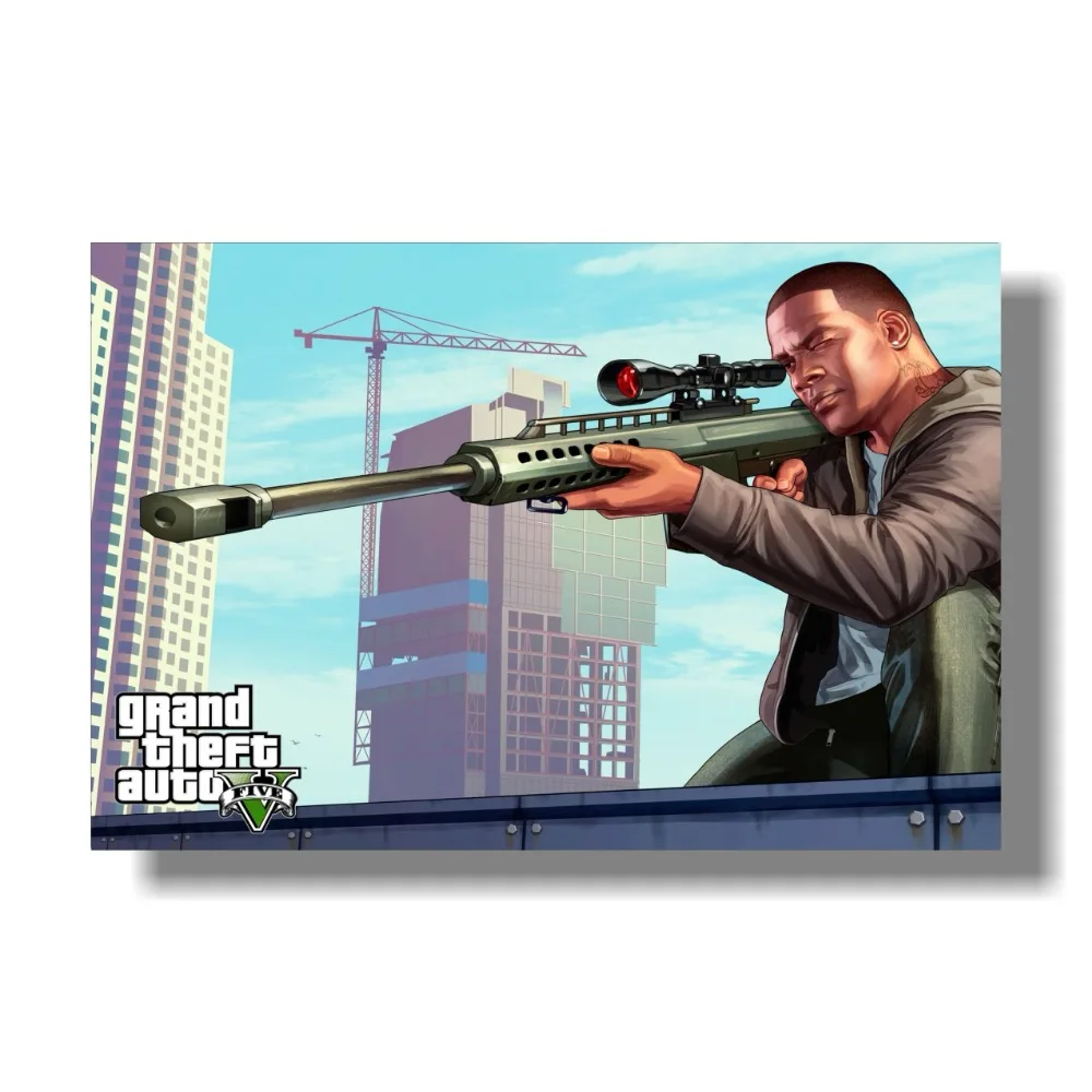 Бесплатная доставка Grand Theft Auto V Art шелковая ткань для печати Hot GTA 5 изображения