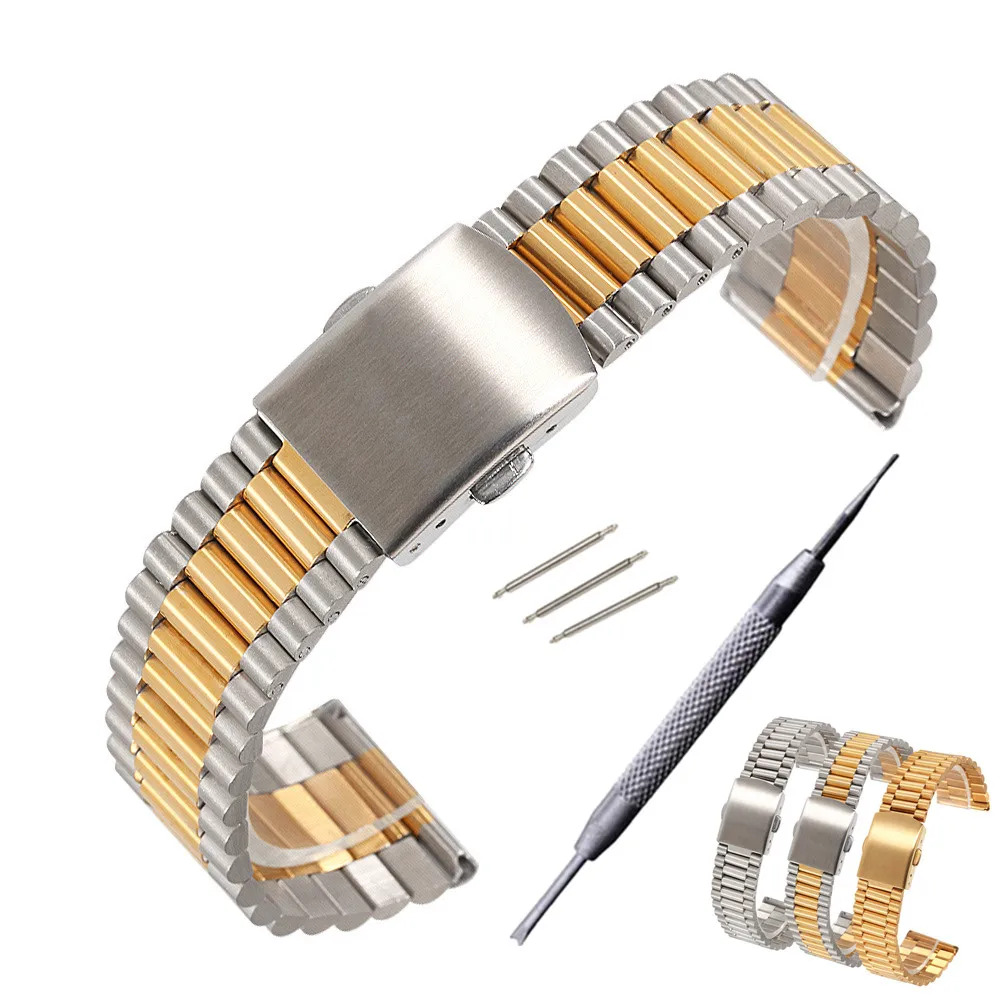 

Stainless Steel Watch band Silver Black Rose Gold Watch Strap Bracelet Men Watchband 12 14 16 18 20mm Relojes Hombre