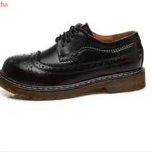 Новинка; женские туфли-оксфорды; сезон весна-осень; винтажные женские ботильоны на плоской подошве с круглым носком; Женская обувь в английском стиле; Размеры 35-40