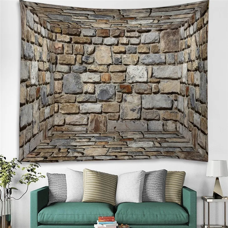 3D Brick Stone Printed Wall Tapestry Mandala Fabric Hippie Tapestry Wall Hanging Vintage Decor Bedroom Headboard Mural Art Tapiz