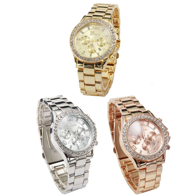 

Fashion Geneva  Watch Date Quartz  watches Female Luxury Crystal Lady Ladies  Wrist Watch Anne