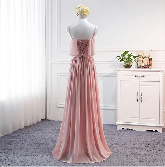 Vestidos de festa vestido longo para casamento новые шифоновые 6 стильные розовые платья серого цвета для подружек невесты Дешевые Свадебные платья для гостей