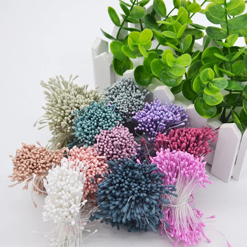 

800Pcs Heads Artificial Flower Double Heads Stamen Pearlized Craft Cards Cakes Decor Floral for home wedding party decor