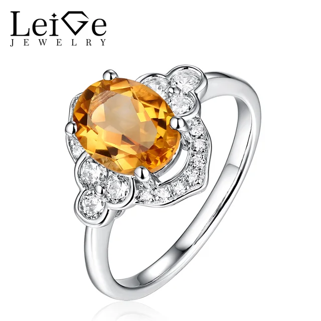 Leige Jewelry Natural Citrine Ring November Birthstone