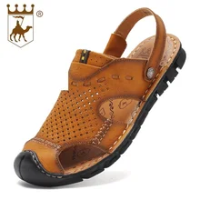Handmade Beach Sandals Men Genuine Leather Non-Slip Summer Shoes AA50126