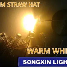 500 шт. 5 мм прозрачный СВЕТОДИОДНЫЙ теплый белый Ультра яркий 5 мм соломенная шляпа прозрачные линзы светодиодный светильник светодиод лампы через отверстие