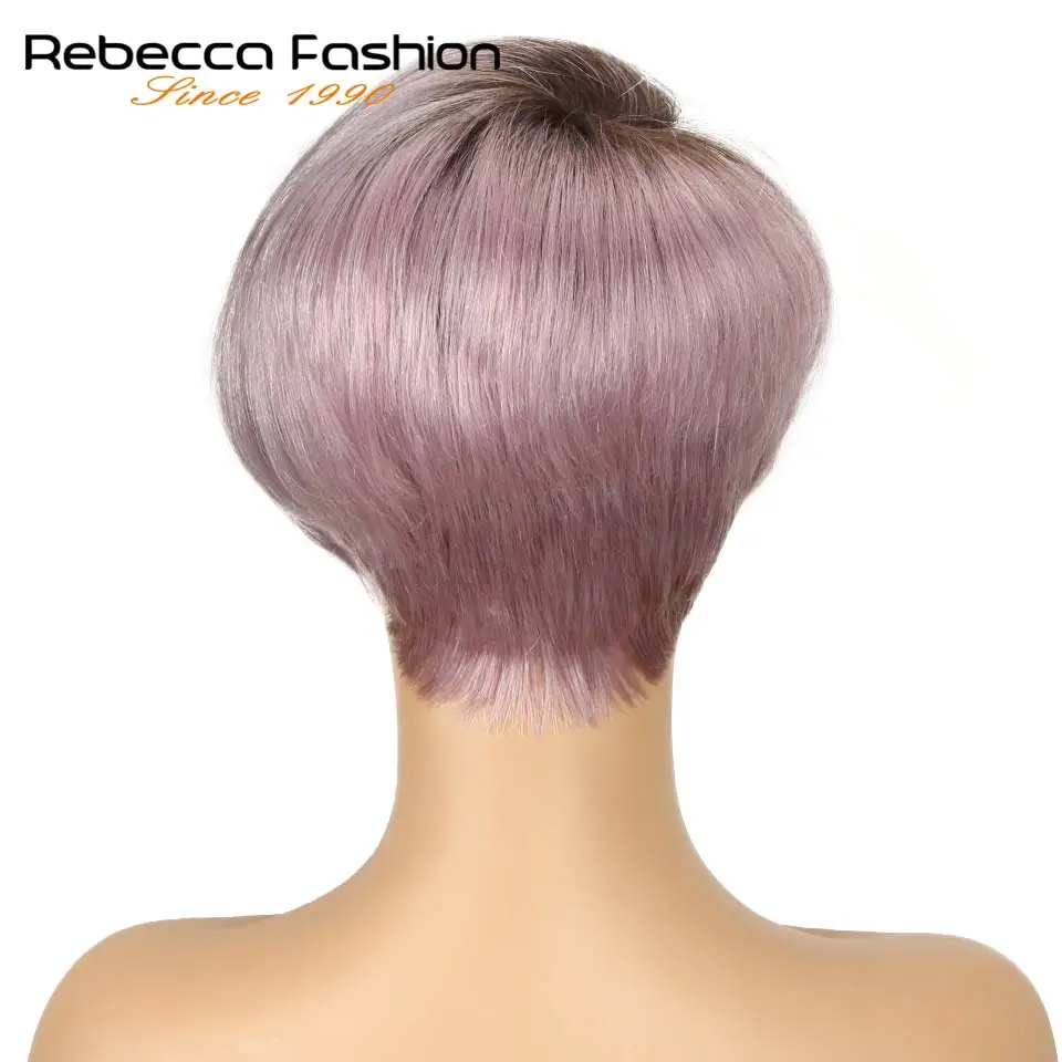 Rebecca L Part Lace Human Hair Wigs For Black Women Peruvian Remy Straight Hair Ombre Lace Wig Fashion Short wigs free shipping