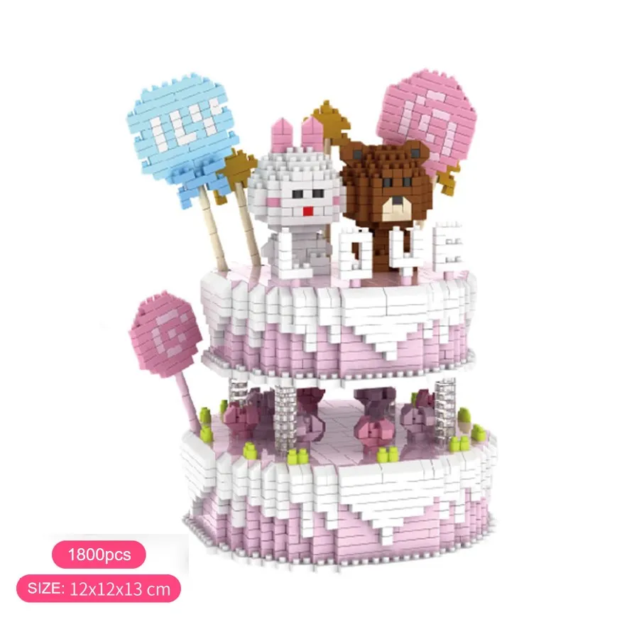 

Assemble 3D Cute Birthday Cake Model For Girlfriend Building Blocks Educational Toys For Children Compatible Legoed Lovers Gifts