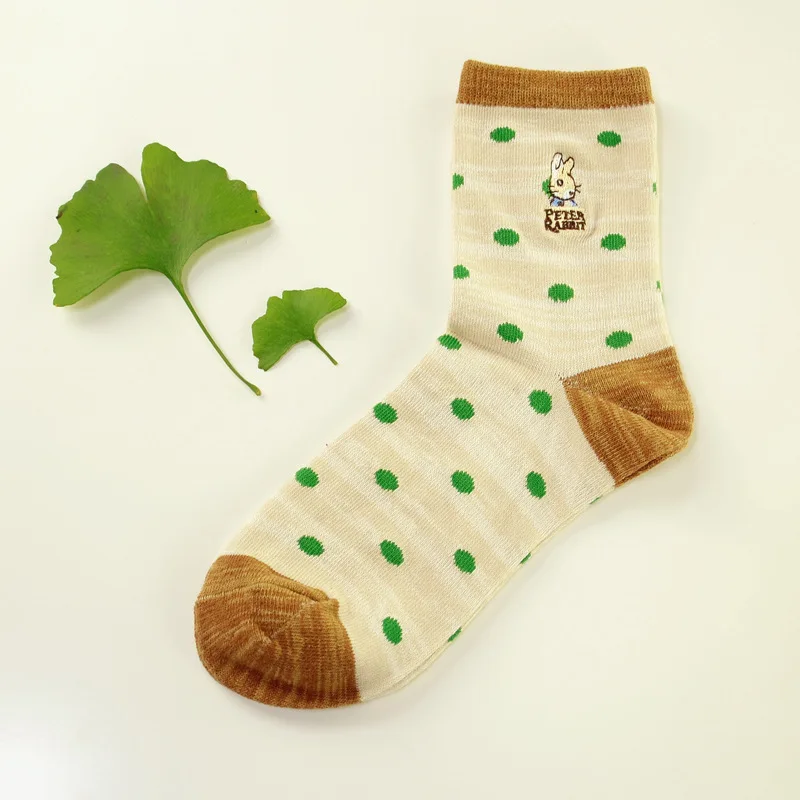 Японский стиль, harajuku, модные носки в горошек для женщин, Kawaii Peter Rabbit Skarpetki Calzini, полосатые носки в горошек, милые