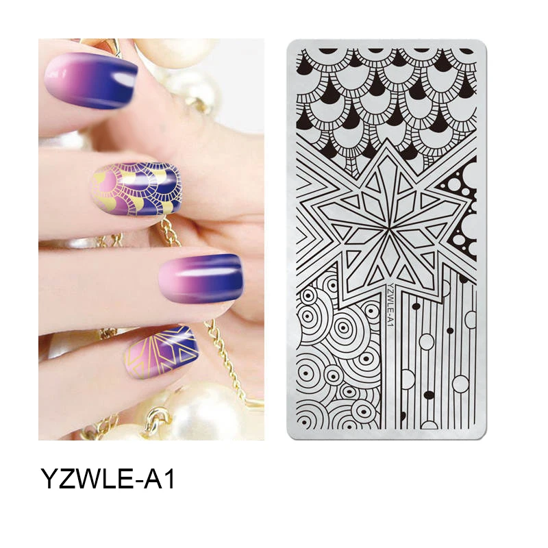 

New 1pc Rectangle Stainless Steel Manicure Template Nail Art Printing Image Polish Stamp Plates Stamper Manicure Decoration Tool