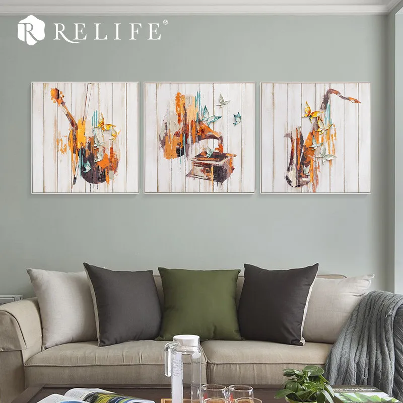 

Square Musical Note Handpainted Acrylic Oil Painting on Wood Home Decor for Living Room Wall