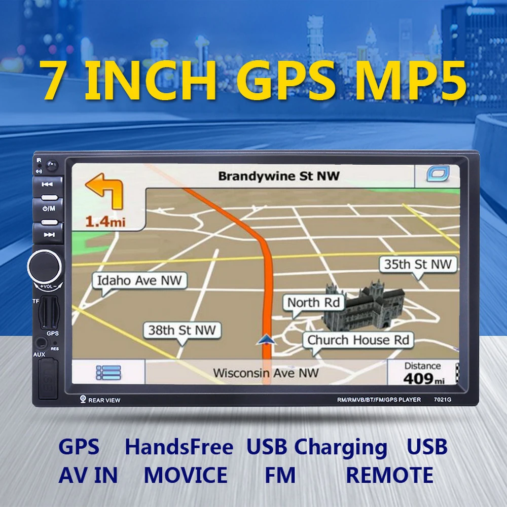 2Din стерео MP5 плеер FM USB 7 дюймов 8G карта автомобиля радио gps навигация Зеркало Ссылка экран зеркало для телефона Android с камерой