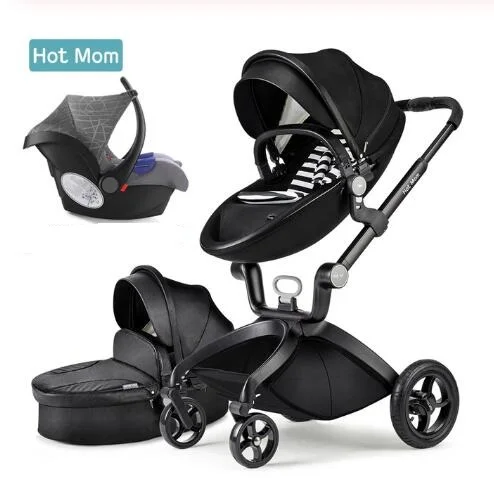 Роскошная детская коляска Высокая Land-Scape детская коляска 3 в 1 Hotmom коляска - Цвет: black 3pcs