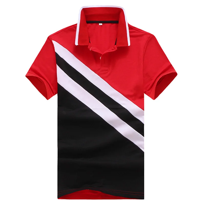  2018 Summer Striped Splice Men's Hit color Short sleeve Polos Cotton Men Polo Shirts Casual Turndow