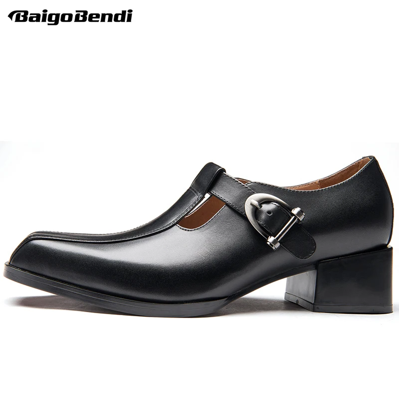 Size 5-10 Recommand! New Design Square Toe Mens Buckle Strap Heels Business Man Formal Dress Oxfords 5 cm Heel Shoes Size 5-10 Recommand! New Design Square Toe Mens Buckle Strap Heels Business Man Formal Dress Oxfords 5 cm Heel Shoes