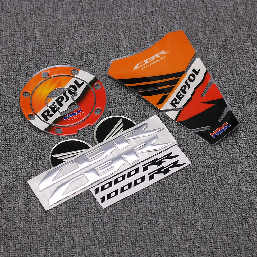 

Motorcycle 3D Tank Cover Wheel Emblem Badge Pad & Tank Cap Sticker Decal For Honda CBR1000RR REPSOL HRC 2008-2011