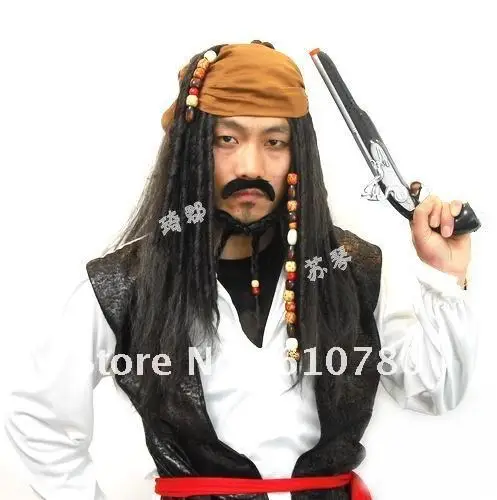esatto capitano jack sparrow pirata parrucca w / bandana OH1 dei capelli  dreadlock cosplay spedizione gratuita|hair beijing|wig holderhair  straigtener - AliExpress