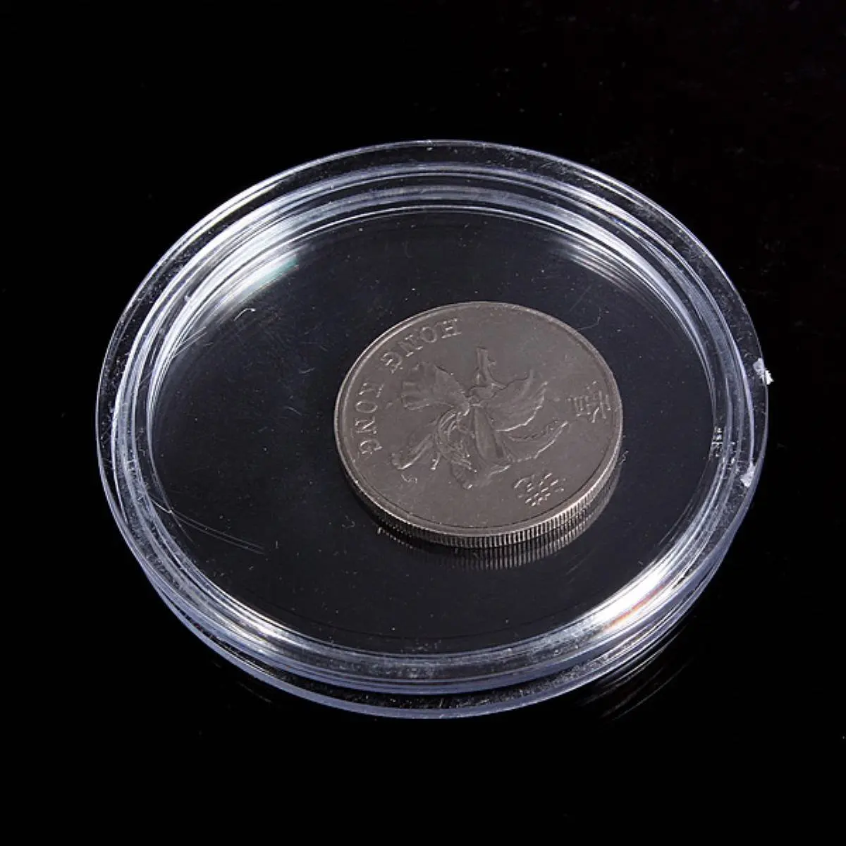 

10 pcs Small round transparent plastic coin capsules box