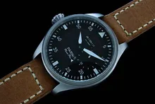 46 мм Парнис Пилот Автоматическая Power Reserve Матовый Корпус Черный Циферблат Часы