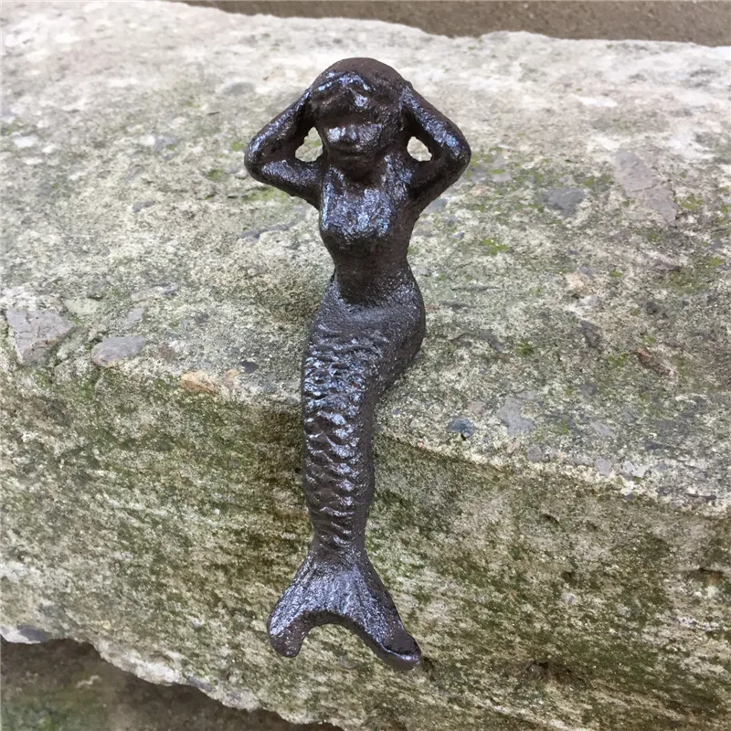 Pair Nautical Cast Iron Metal Mermaid Bookends 