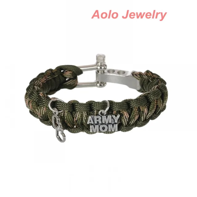 Aliexpress Army Mom Heart Charm Paracord Bracelet New Army Mom Heart Charm Paracord Bracelet New Survival Accessory Outdoorsmen Military Veteran Nature Camo