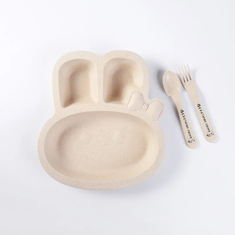 New cute rabbit plates for baby baby feeding dishes Wheat straw kids plates 3pcs/set New cute rabbit plates for baby baby feeding dishes Wheat straw kids plates 3pcs/set
