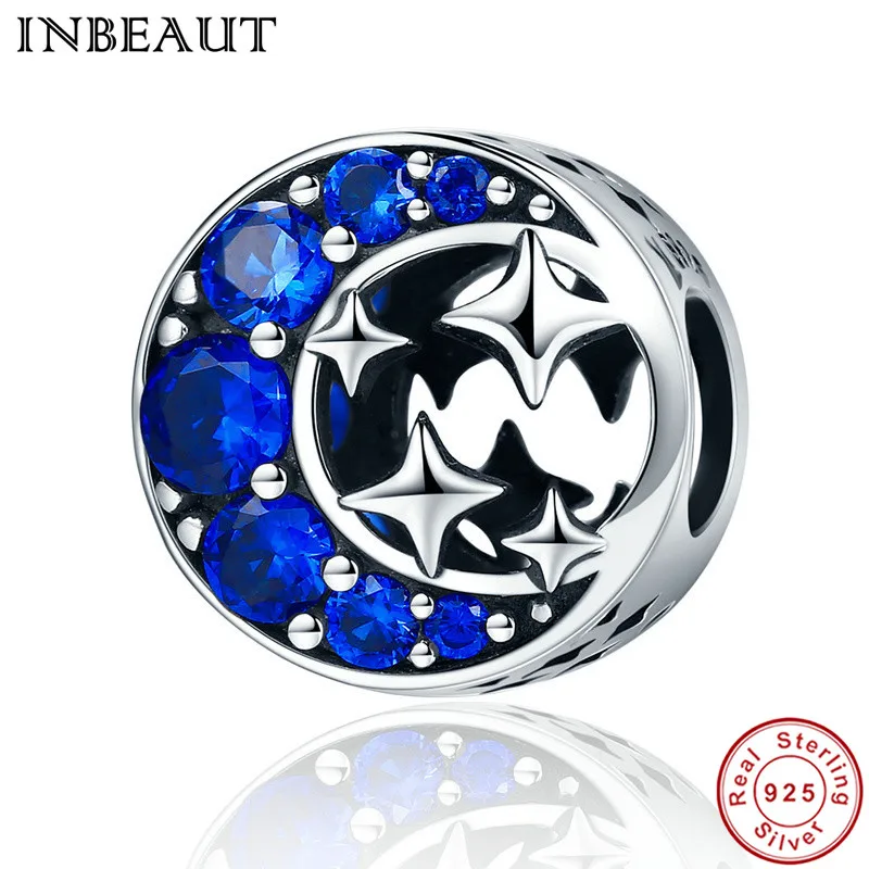 

INBEAUT Fashion New Authentic 925 Sterling Silver Star & Moon Legend Clearly CZ Beads Fit Pandora Bracelet DIY Jewelry Gift