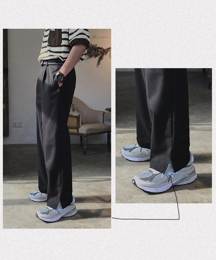 Japanese Style Men's Youth Leisure Western-style Suit Pants Trousers Unique Black Loose Casual Pants Trousers M-2XL