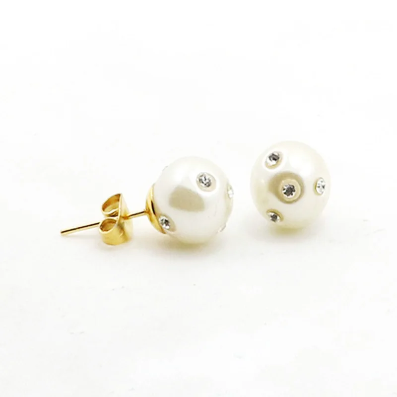 

Luxury Crystal stud Earrings White Double Ball Pearl Christmas Earrings For Women jewelry accessories brincos