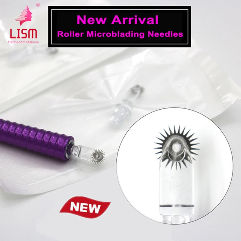 

100pcs Disposable Microblading Needles Roller Easy to Color Fog Eyebrow Tattoo Blades For Embroidery Manual Permanent Makeup Pen