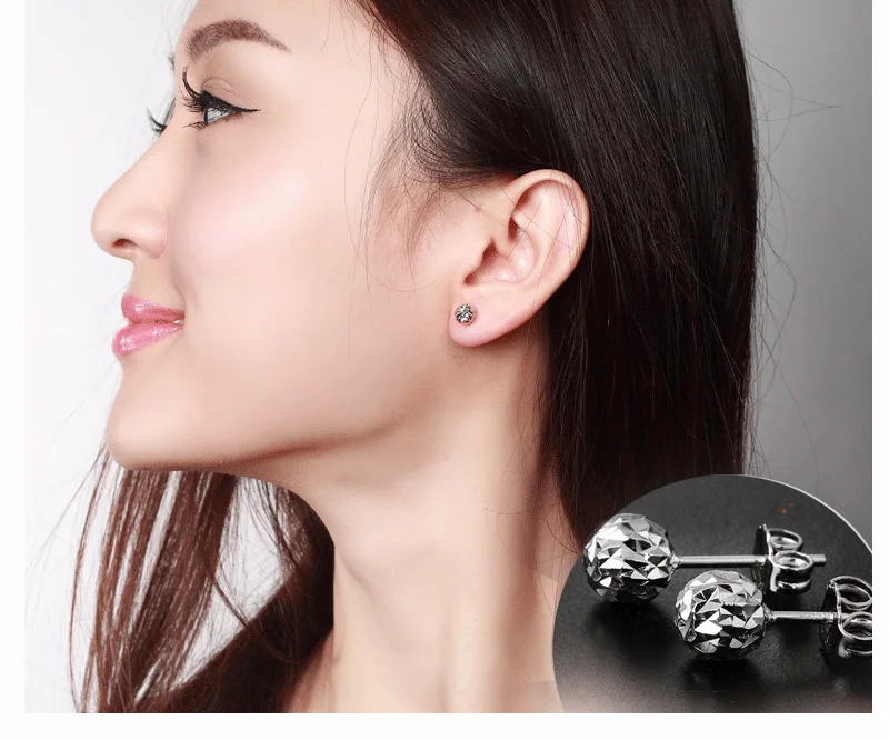 18k Gold Earrings Yellow Rose White New Fashion Trendy Women Ball Small Female Engaged Jewelry 2020 Hot Sale Party Classic Good