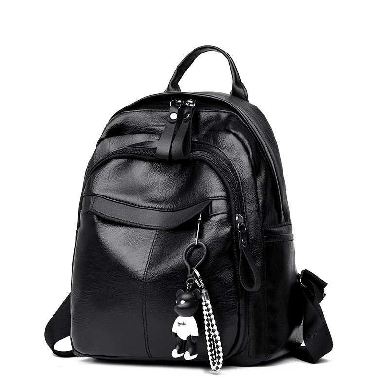 black leather nappy bag