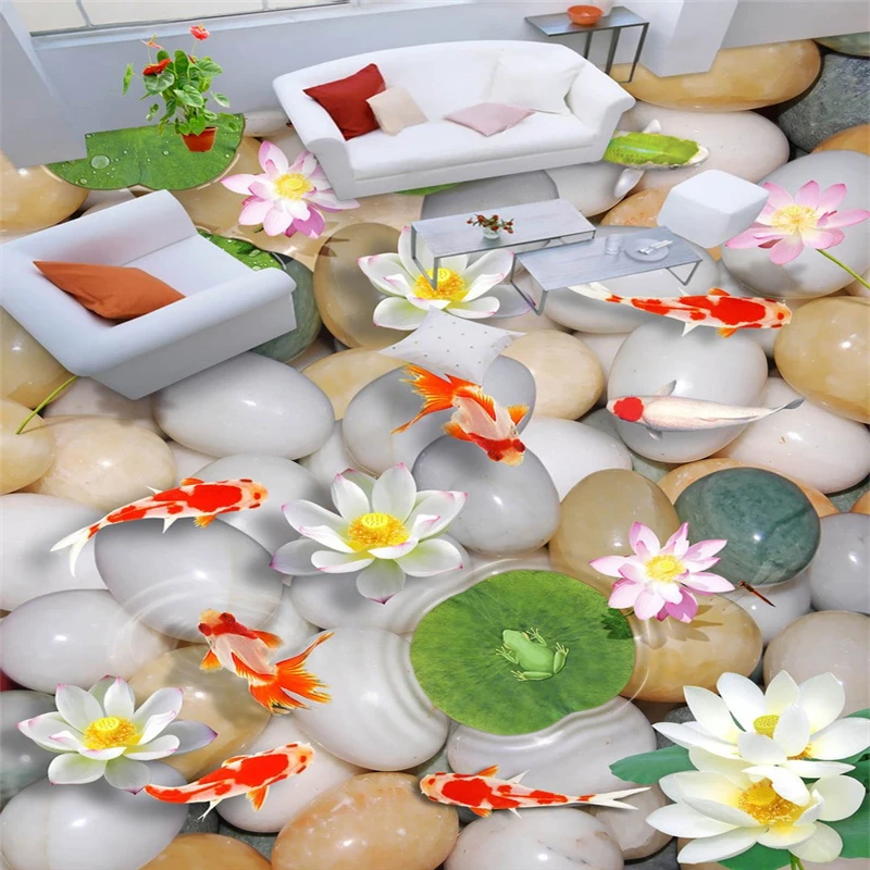 Custom cobblestone Photo Wall paper Bathroom Floor Mural-3d PVC Wallpaper Self-adhesive Floor wallpaper for walls 3d flooring