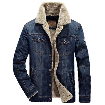 

Retro denim jacket men fur collar thicken outwear jacket denim coat brand clothing men's coat parka warm jeans jacket