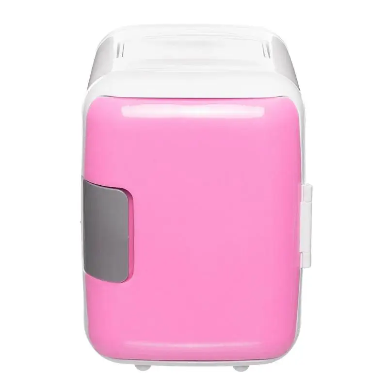 Двойное использование 4л автомобильный домашний холодильник Ультра тихий пивной охладитель автомобильный мини-холодильник морозильная камера охлаждающая нагревательная коробка холодильник крутой - Цвет: US Car Plug Pink