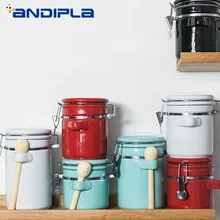 Креативные керамические чайные банки, герметичные банки для молока, порошка, конфет, кофе, банки для бобовых пищевых продуктов, контейнер для хранения специй, бутылка с крышкой, ложка