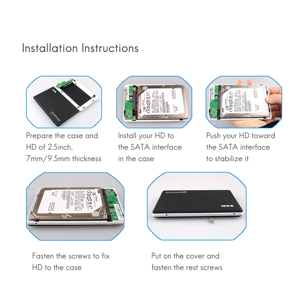 SSK HDD Case 2 5 Inch SATA Interface to USB 3 0 Adapter Hard Drive Enclosure 5