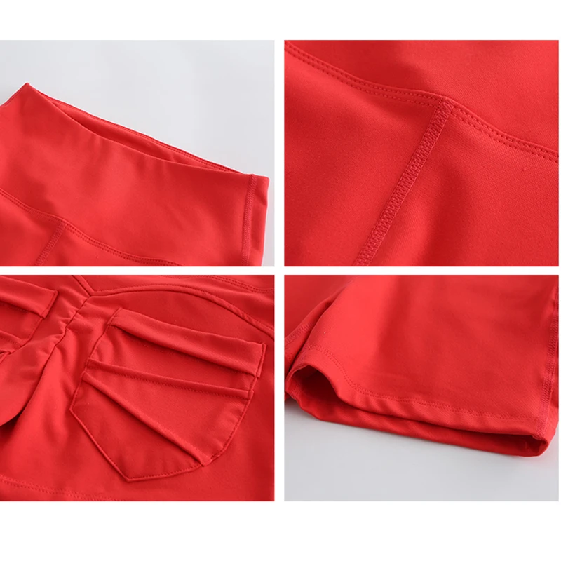 Женские шорты для бега красные быстросохнущие спортивные шорты «Фитнес» шорты для бега Женские однотонные шорты с высокой талией для йоги и тренировок
