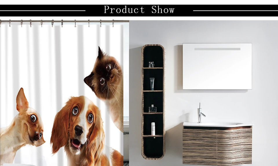 Miracille милая собака и кошка печать Ванная комната декоративная занавеска для душа водонепроницаемая ткань домашняя Ванна занавеска s с 12 крючками