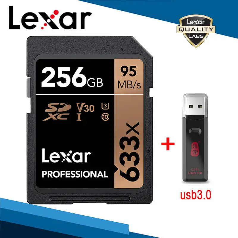 Lexar 512 ГБ SD карта с ридером USB 3,0 256 ГБ 633x карты SDXC 128 Гб карта памяти класса 10 V30 U3 64 Гб UHS-I 32 Гб карты памяти - Емкость: 256G Card and Reader