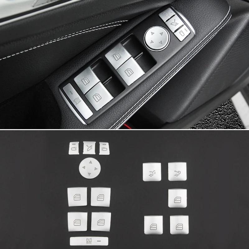 

Car Window Glass Lift Button Sticker For Mercedes Benz A B C E GLA CLA GLK GL ML GLE Class 10166